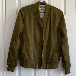 Old Navy olive green bomber jacket, size medium